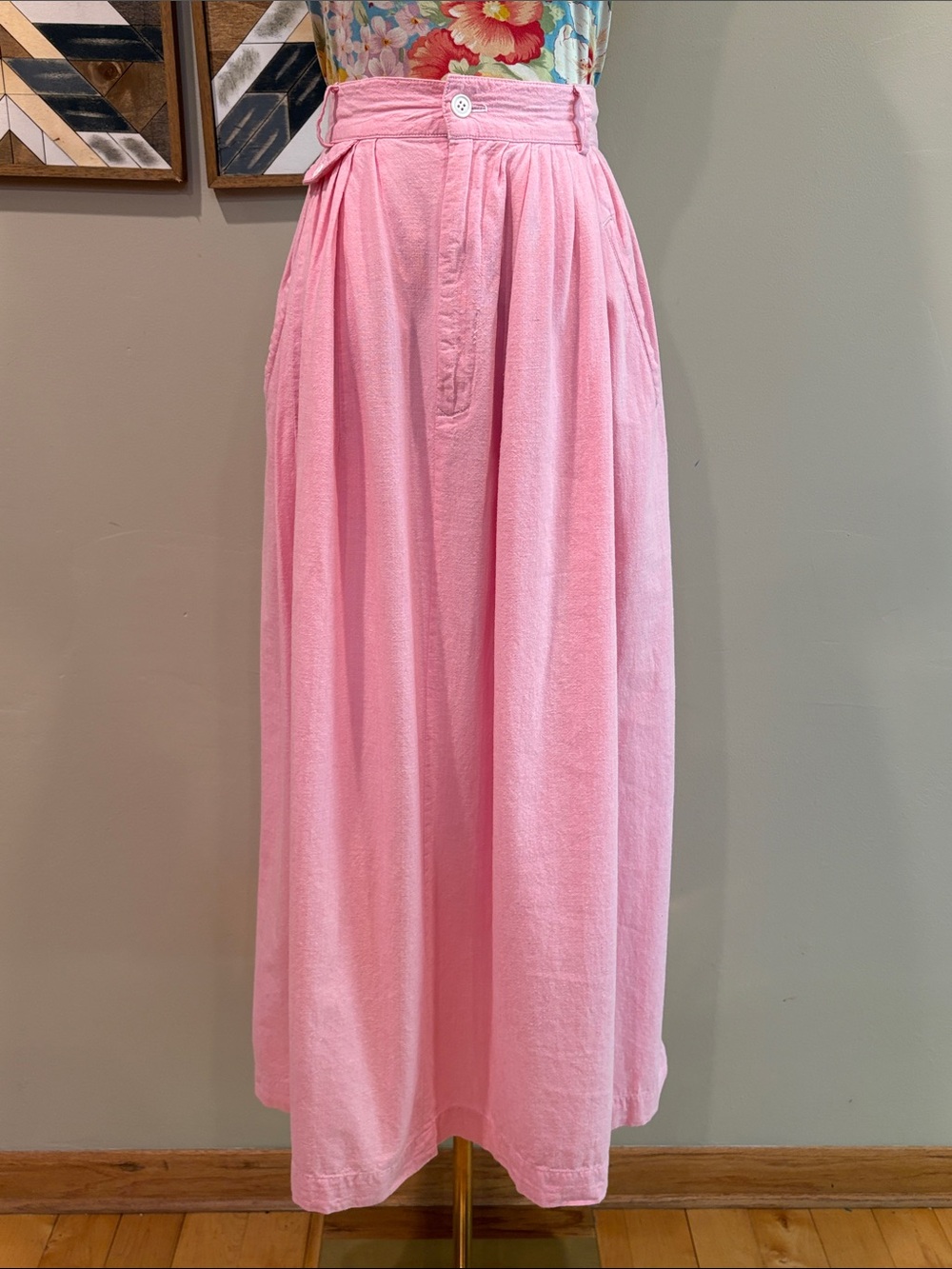 Vintage Ralph Lauren Blue Label Pink Cotton Pleated Maxi Skirt size 4 *As-Is* - Picture 2 of 16